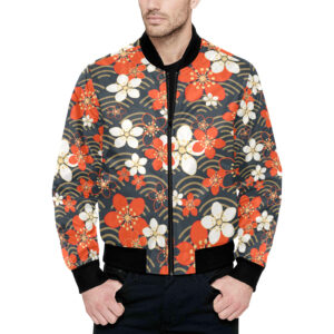 RXCH Warm Flowers Men's All Over Print Quilted Bomber Jacket