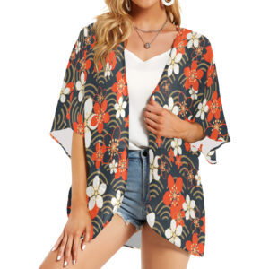 RXCH Warm Flowers Women's Kimono Chiffon Cover Up