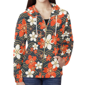 RXCH Warm Flowers Women's All Over Print Full Zip Hoodie