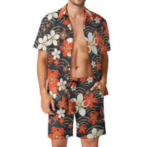 RXCH Warm Flowers Leisure Beach Suit